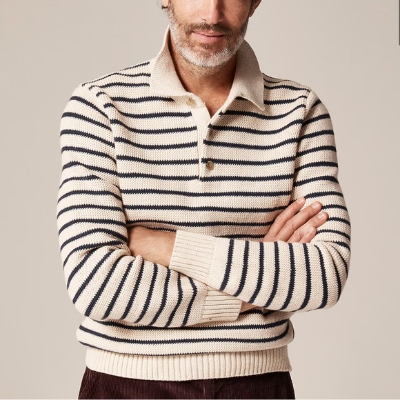 J crew Cotton racking-stitch sweater-polo in stripe
